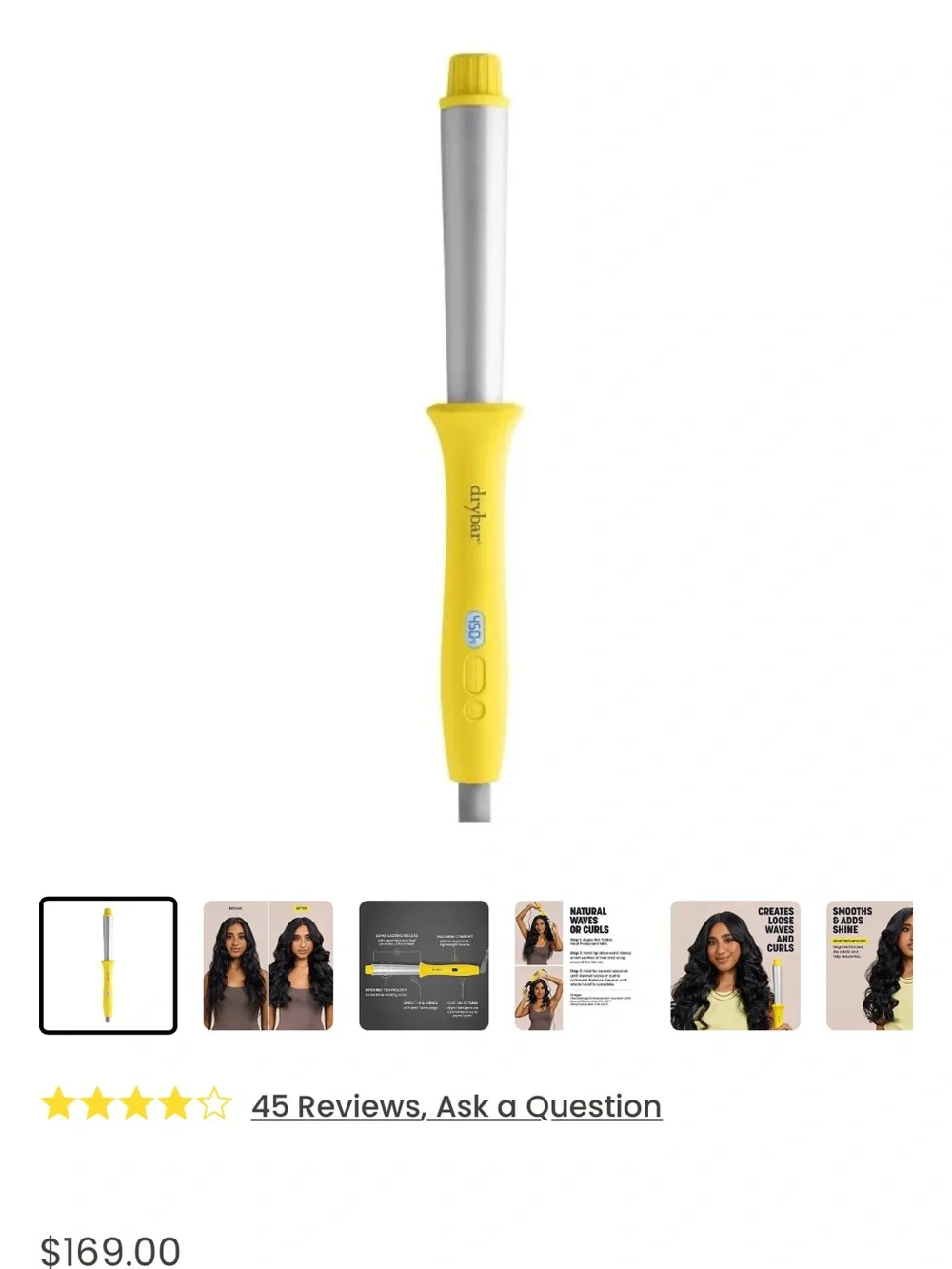 Drybar Yellow Curling and Styling hair Wand  -